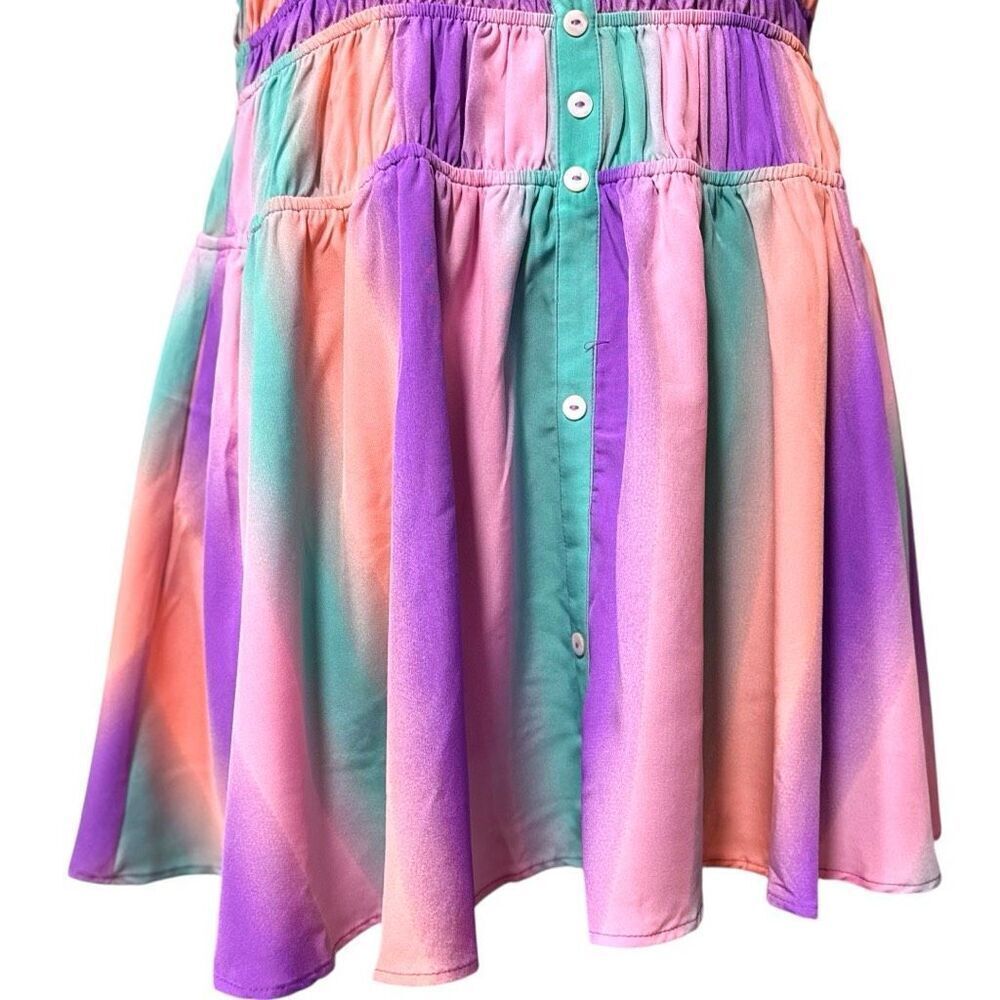 Smocked Button-Front Mini Sundress | Pockets |Pastel Rainbow | Davi & Dani - Picture 15 of 16